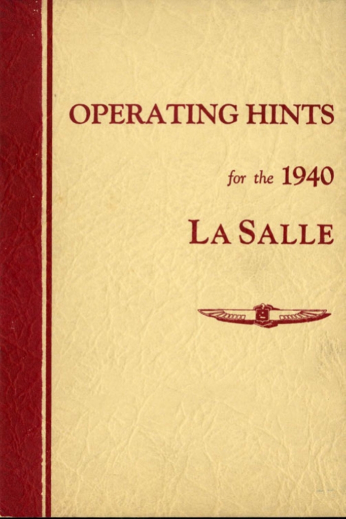 1940 Cadillac LaSalle Operating Hints
